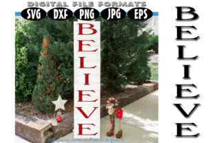 Believe Christmas Vertical Sign Template