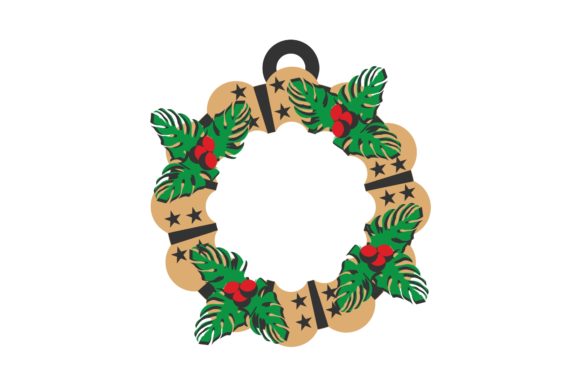 Christmas Door Decoration with Berries Illustrations