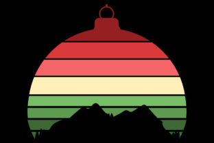 Christmas Mountain Retro Vintage Clipart