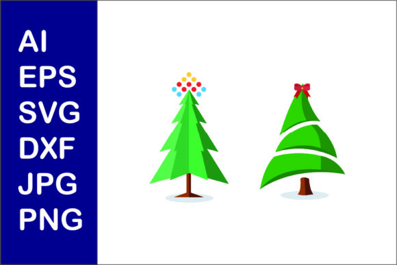 Christmas Tree Flat Illustration Svg 009 for Branding and Packaging