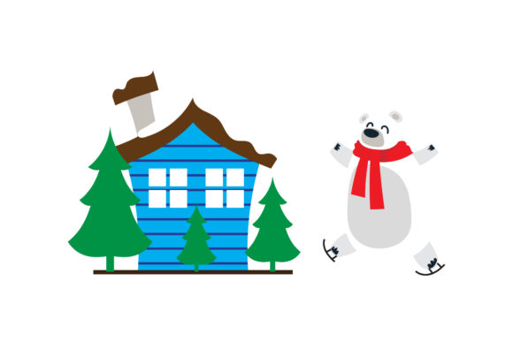 Christmas Vector Bear House Illustrations