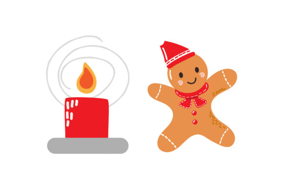 Cookies Candle Set Christmas Vector