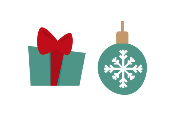 Gift and Ball Ornament Christmas Set Illustrations