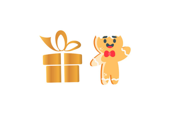 Gift and Ginger Christmas Vector Icon for Editorial Use