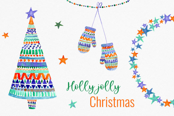 Holly Jolly Christmas Cliparts Illustrations