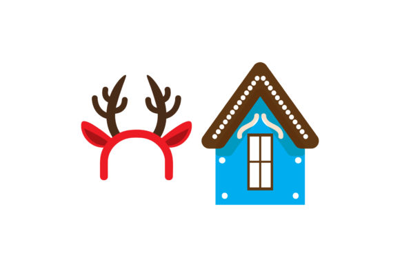 House and Horn Christmas Set Illustrations