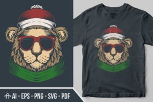 Lion Head Christmas Illustration