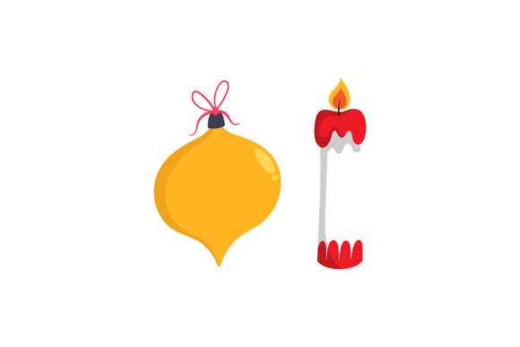 Ornament and Candle Christmas Set Illustrations for Festive Branding