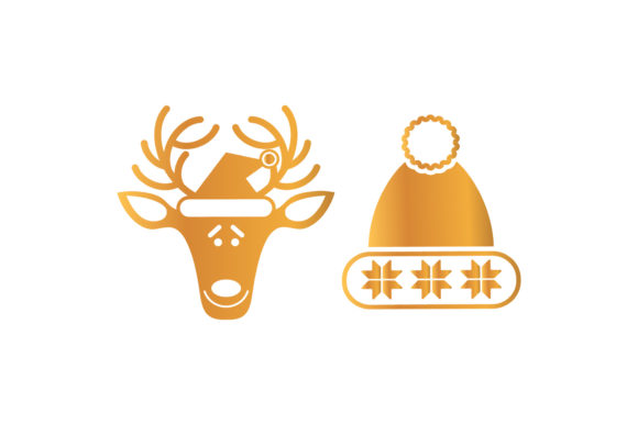 Reindeer Hat Icons Christmas Set for Editorial Design