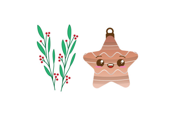 Set Leaf and Ornament Christmas Vector for Editorial Design