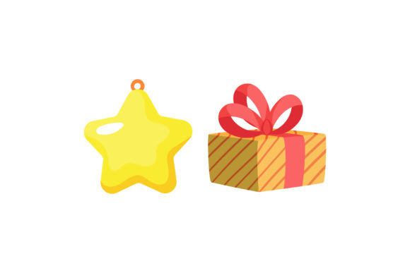 Star and Gift Christmas Set Illustrations for Crafting