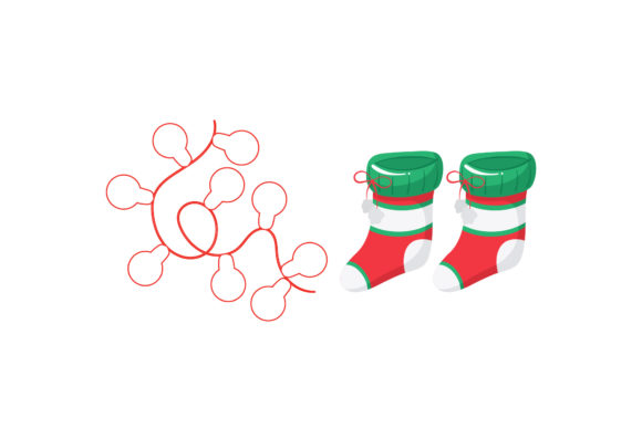Stocking Lamp Decoration Christmas Set Illustrations